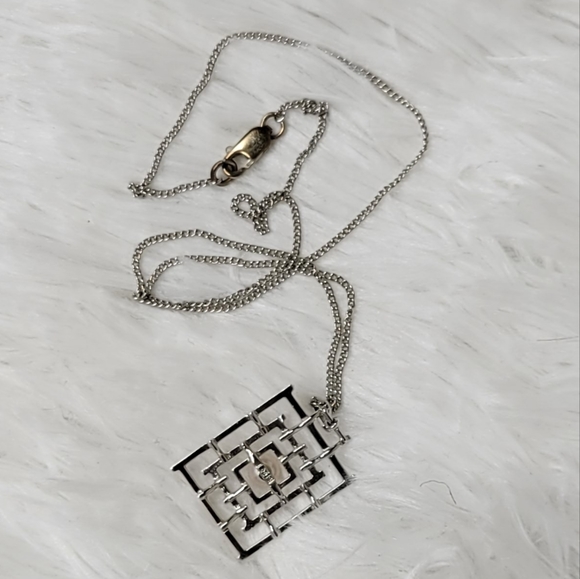 Mikimoto vtg sterling silver Pendant necklace mid century modern - Picture 3 of 6